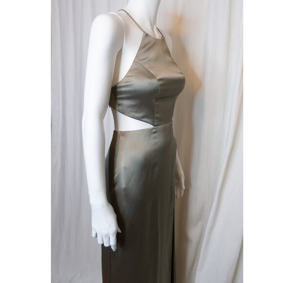 JENNY YOO 'Kendra' Satin Gown in Moss Sage Green NWT US 6 - Picture 6 of 11
